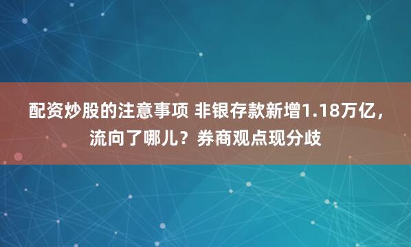 配资炒股的注意事项 非银存款新增1.18万亿，流向了哪儿？券商观点现分歧